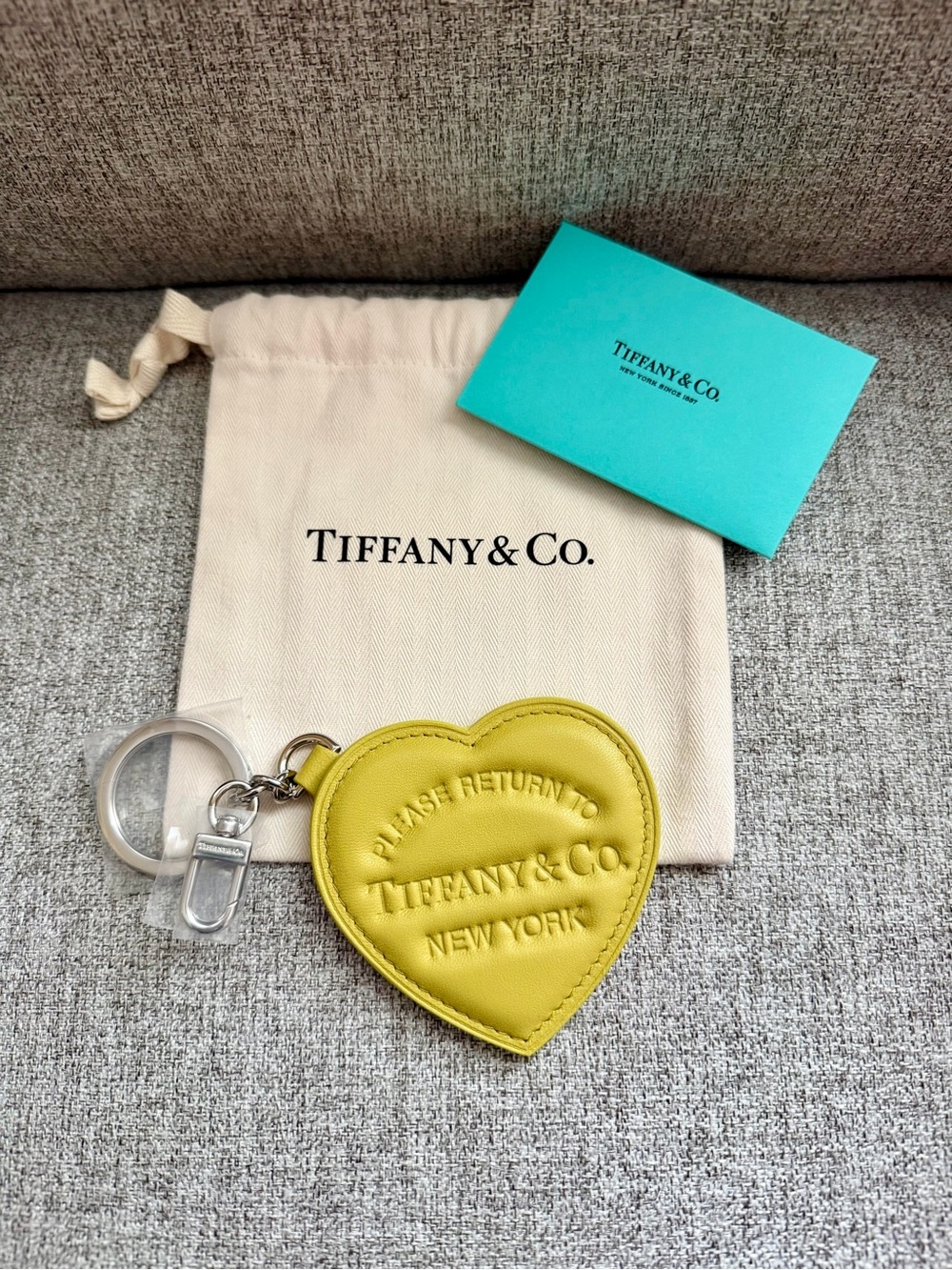 Tiffany & Co. Return to Tiffany Padded Heart Leather Bag Charm / Key Ring